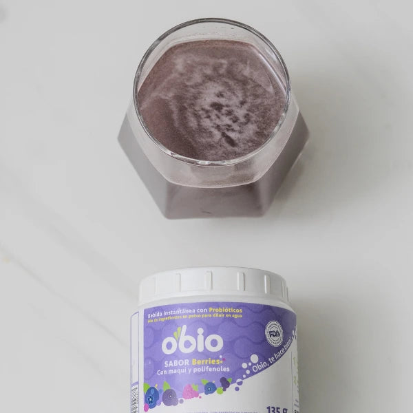 2-Pack Probióticos + Fibra Prebiótica OBIO: Berries & Tropical (60 Porciones)