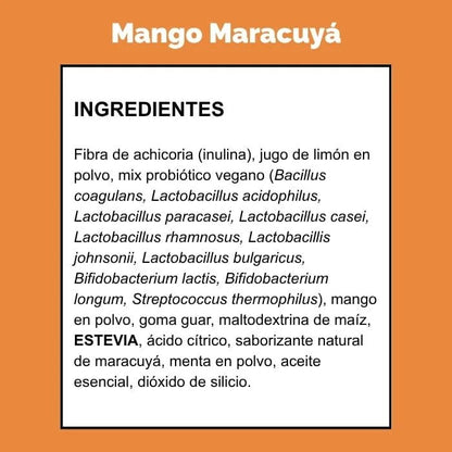 Probióticos + Fibra Prebiótica OBIO: Sabor Mango Maracuyá (15 Porciones)