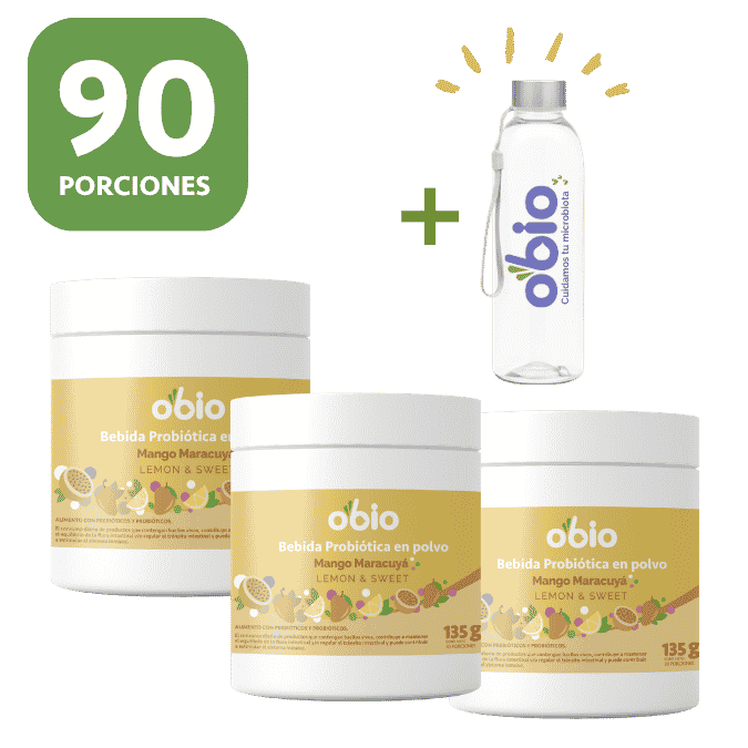 3-Pack Probióticos + Fibra Prebiótica OBIO: Mango Maracuyá (90 Porciones)