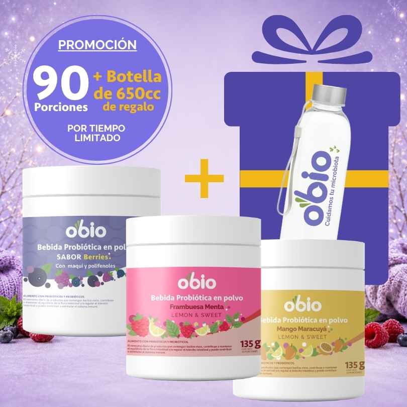 3-Pack Probióticos + Fibra Prebiótica OBIO: Sabores Favoritos (90 Porciones)