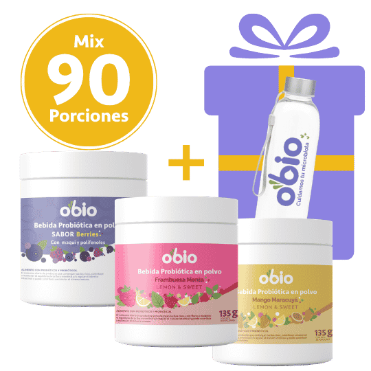 3-Pack Probióticos + Fibra Prebiótica OBIO: Sabores Favoritos (90 Porciones)