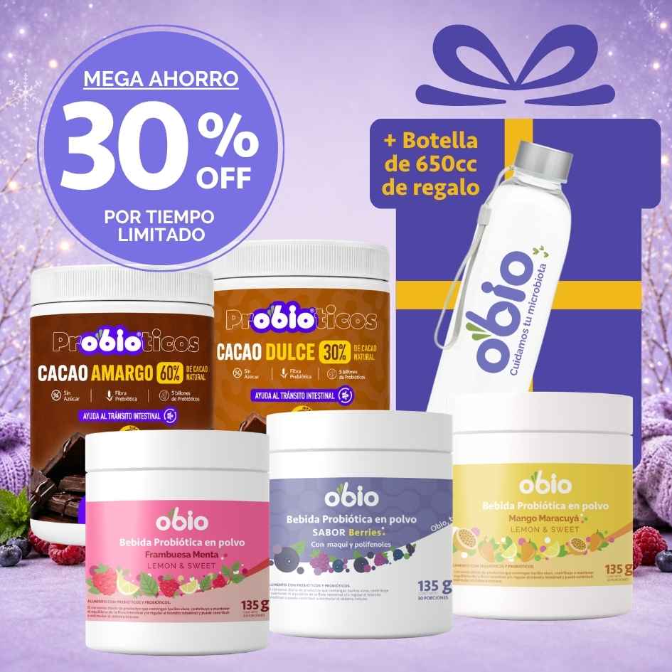 5-Pack Probióticos + Fibra Prebiótica OBIO: Full Sabores (166 Porciones)