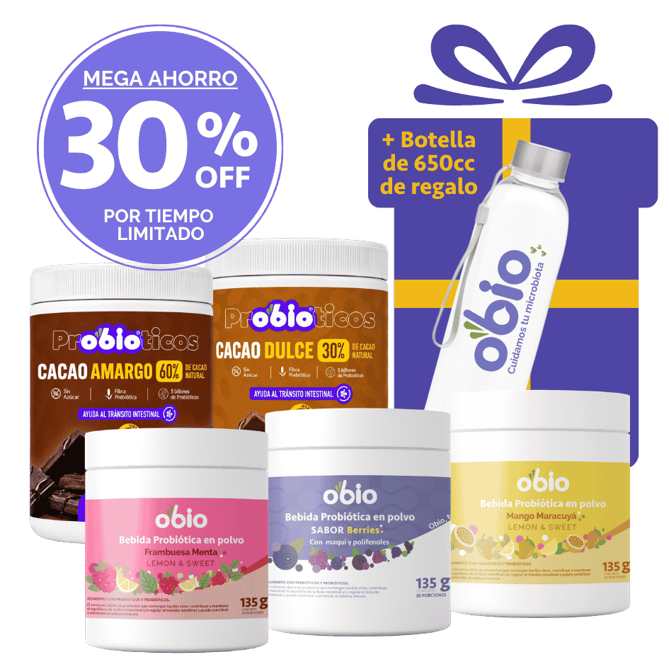 5-Pack Probióticos + Fibra Prebiótica OBIO: Full Sabores (166 Porciones)