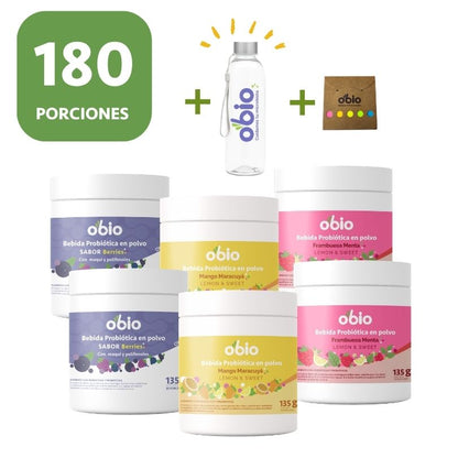 Plan 6 Meses Probióticos + Fibra Prebiótica OBIO (180 Porciones)