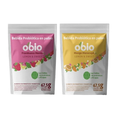 Pack Probióticos + Fibra Prebiótica OBIO: Mix Cítrico y Frutal (30 Porciones)