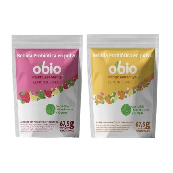 Pack Probióticos + Fibra Prebiótica OBIO: Mix Cítrico y Frutal (30 Porciones)
