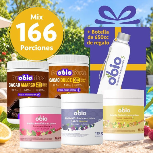 5-Pack Probióticos + Fibra Prebiótica OBIO: Full Sabores (166 Porciones)