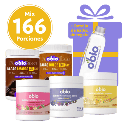 5-Pack Probióticos + Fibra Prebiótica OBIO: Full Sabores (166 Porciones)