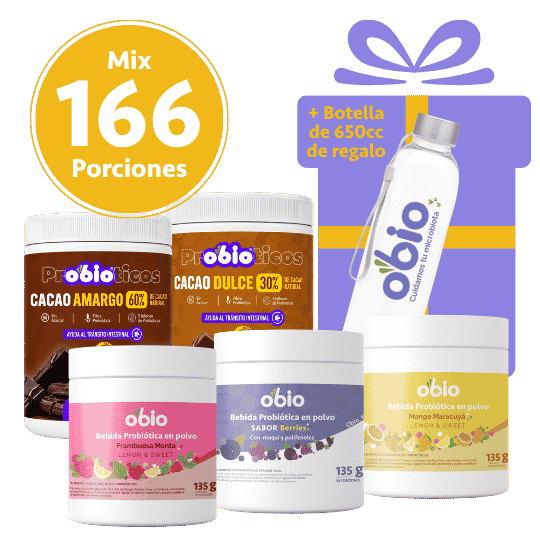 5-Pack Probióticos + Fibra Prebiótica OBIO: Full Sabores (166 Porciones)