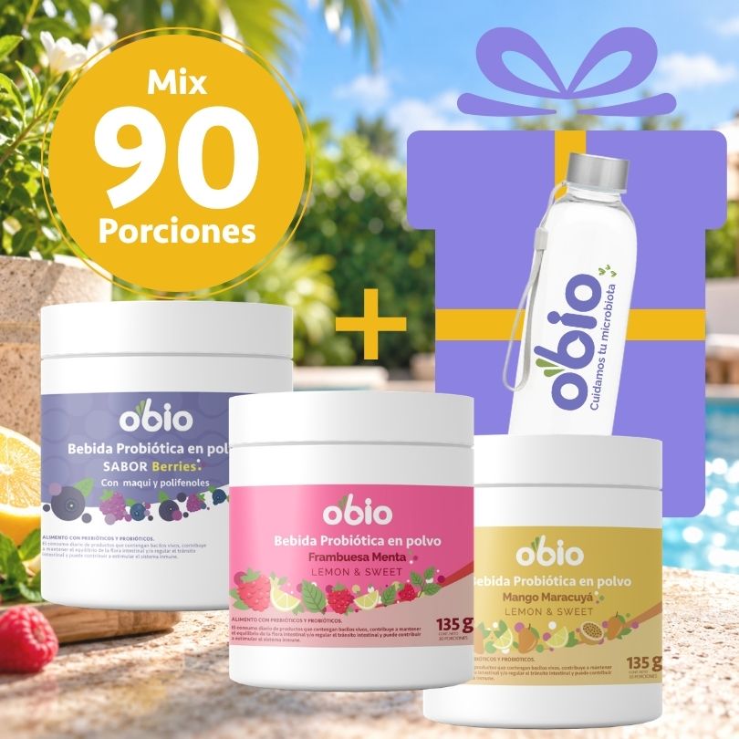 3-Pack Probióticos + Fibra Prebiótica OBIO: Sabores Favoritos (90 Porciones)