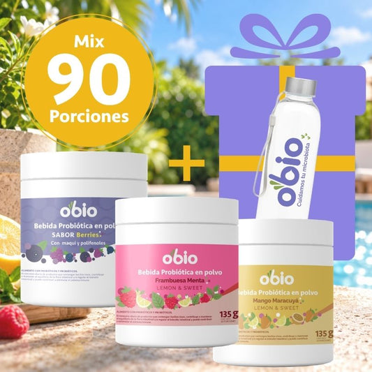 3-Pack Probióticos + Fibra Prebiótica OBIO: Sabores Favoritos (90 Porciones)
