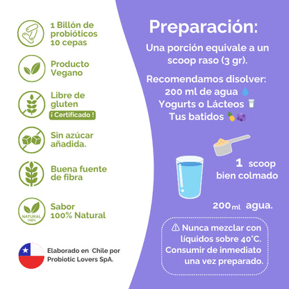 Probióticos + Fibra Prebiótica OBIO: Sabor Berries Maqui (15 Porciones)