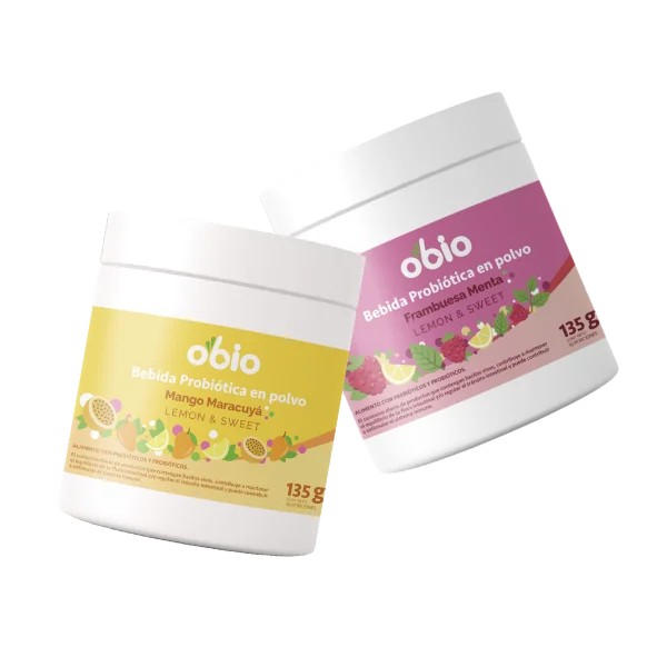 2-Pack Probióticos + Fibra Prebiótica OBIO: Dúo Sabores (60 Porciones)