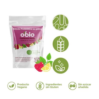 Pack Recarga Probióticos + Fibra Prebiótica OBIO: Mango y Frambuesa (120 Porciones)