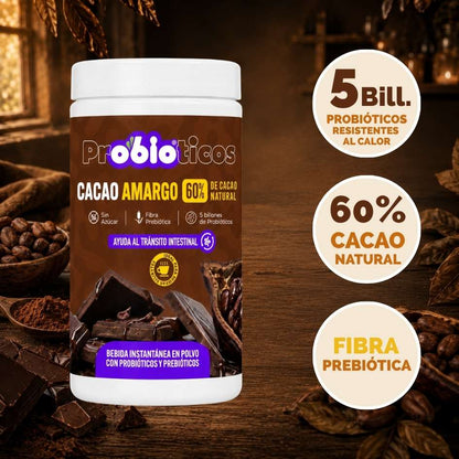 Probióticos + Fibra Prebiótica OBIO: Cacao Amargo (18 Porciones)