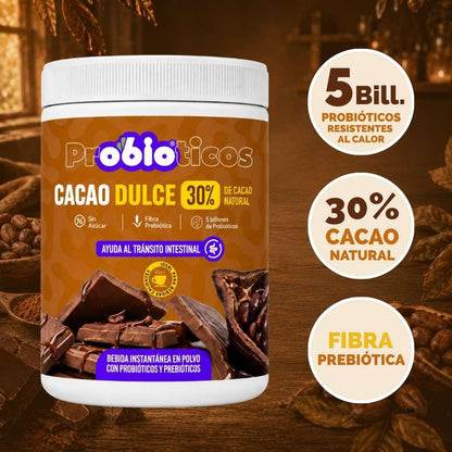 Probióticos + Fibra Prebiótica OBIO: Cacao Dulce (38 Porciones)