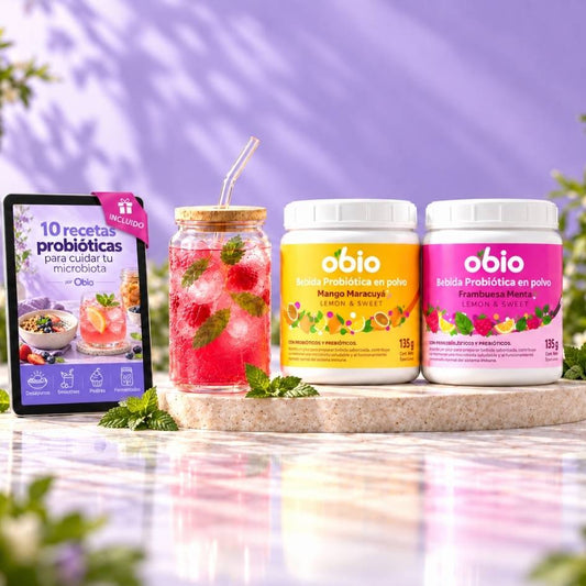 2-Pack Probióticos + Fibra Prebiótica OBIO: Dúo Sabores (60 Porciones)