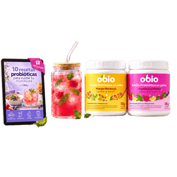 2-Pack Probióticos + Fibra Prebiótica OBIO: Dúo Sabores (60 Porciones)