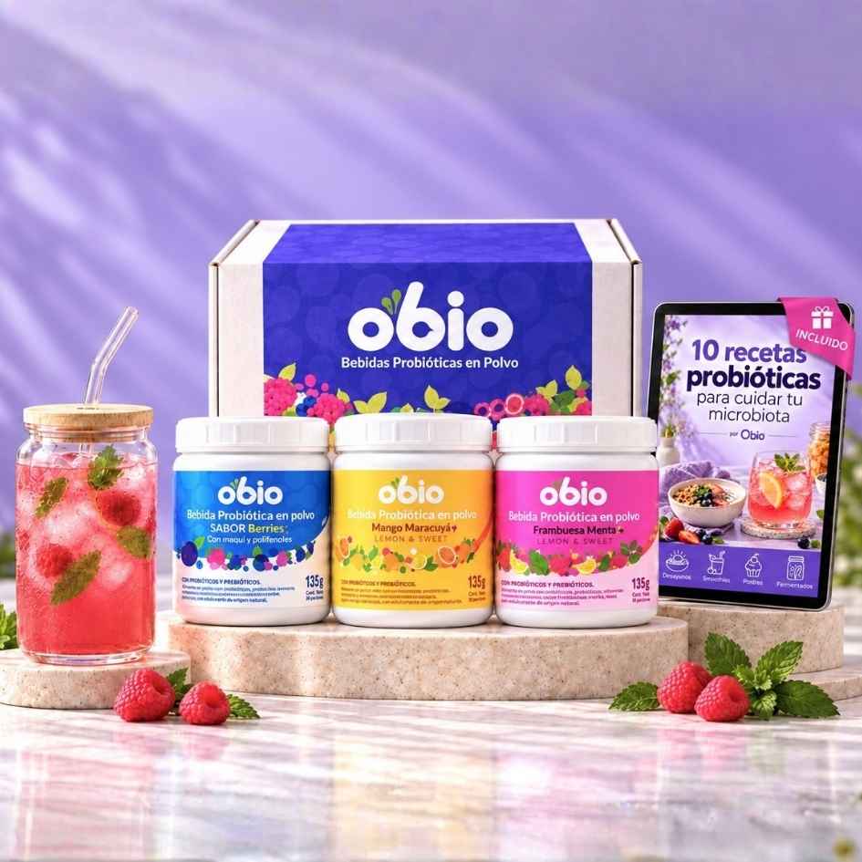 3-Pack Probióticos + Fibra Prebiótica OBIO: Sabores Favoritos (90 Porciones)
