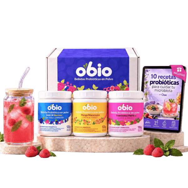 3-Pack Probióticos + Fibra Prebiótica OBIO: Sabores Favoritos (90 Porciones)