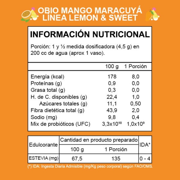 Obio Mango Maracuyá Lemon & Sweet - Imagen 5