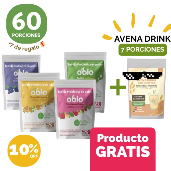 Pack sabores Obio 60 porciones + 7 porc. AVENA DRINK