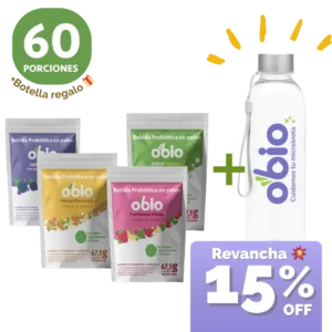 Pack sabores Obio 60 porciones + Botella 500 ml Obio.