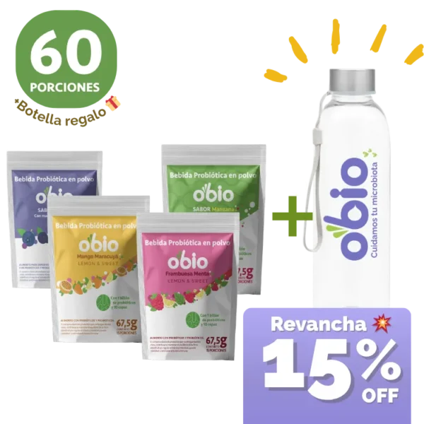 Pack sabores Obio 60 porciones + Botella 500 ml Obio.